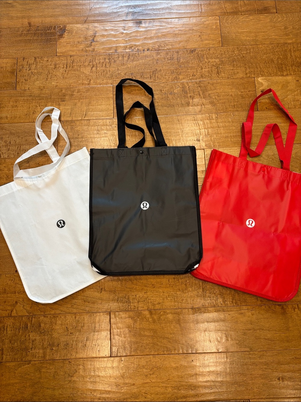 Lululemon Reusable Tote Bag Trio - White, Black, Red—Large New